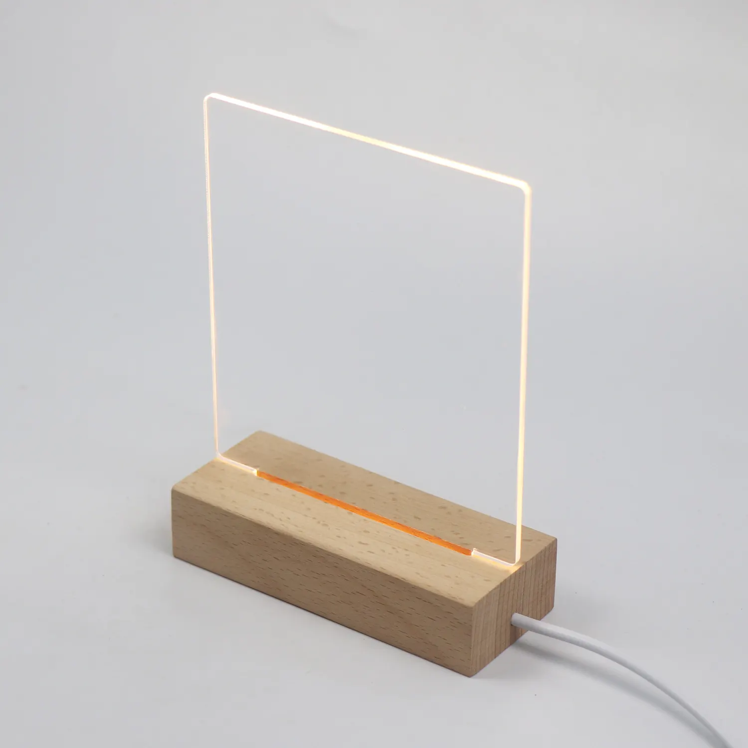 Lösch bare Memo Nachtlicht Blank Acryl LED Note Board Holz Nachtlicht für DIY