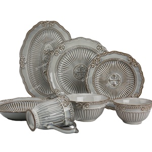 Ensemble de <span class=keywords><strong>vaisselle</strong></span> en céramique vintage en relief <span class=keywords><strong>baroque</strong></span>, <span class=keywords><strong>vaisselle</strong></span> de haute qualité pour la décoration intérieure - Product Image 1