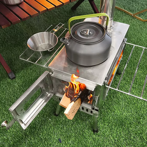 Estufa <span class=keywords><strong>de</strong></span> Camping Ligera <span class=keywords><strong>de</strong></span> Acero Inoxidable con <span class=keywords><strong>Chimenea</strong></span>, Portátil, Manual, para Leña y Barbacoa - Product Image 5