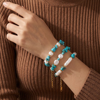 Bracelet à breloques empilable en résine acrylique et lucite, style vacances, avec paillettes turquoise, formes irrégulières, décontracté/sportif