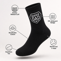 Chaussettes Super Papa pour Hommes, Cadeau Fête des Pères, Logo Personnalisé, Tricotées Noires, Calcetines, Anniversaire, Fêtes, Vente en Gros, Chaussettes Personnalisées en Gros