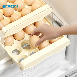 Organizador de <span class=keywords><strong>Huevos</strong></span> Apilable de <span class=keywords><strong>Doble</strong></span> Capa para Refrigerador, Contenedor de Almacenamiento de <span class=keywords><strong>Huevos</strong></span> de Plástico Transparente para Refrigerador y Encimera - Product Image 1