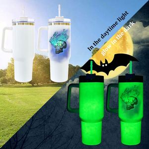 40oz Insulated Water Bottle <b>Double</b> <b>Wall</b> Stainless Steel Car Truck Travel <b>Mug</b> Glow in the Dark for Dye Sublimation Heat Press - Product Image 1