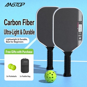 ANGTOP Raquette <span class=keywords><strong>de</strong></span> pickleball en fibre <span class=keywords><strong>de</strong></span> carbone 220g, noyau en nid d'abeille, raquettes légères, protection <span class=keywords><strong>de</strong></span> bord en TPU, poignée antidérapante pour jeu en extérieur - Product Image 1
