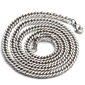 0.6mm 1mm 4 face 304 Stainless Steel Cuban Chain for boys jeans strong stainless steel dog chain