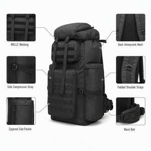 Sac à dos tactique LUPU 100L, imperméable, camouflage, sac à dos Molle, sac à dos à enroulement, randonnée, camping, sac de survie - Product Image 2
