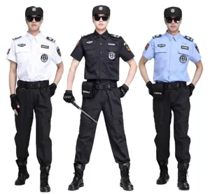가드 훈련 보안 작업 유니폼 긴 소매 셔츠와 바지 블랙 경비원 유니폼