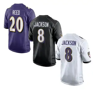 Groothandel Gestikt American Football Jersey Mannen Uniform #8 Jackson 6 Queen 20 Reed 5 Bruin 12 Bateman Shirt 2021