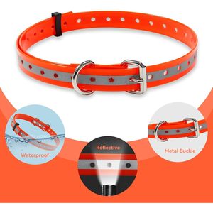 Tairro TPU Dog <b>Collar</b> Replacement Strap Reflective Orange Adjustable Waterproof Durable All Breed Sizes - Product Image 1