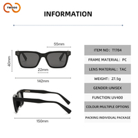 TWOOO T1784 Lunettes de soleil polarisées carrées personnalisées avec logo, style rétro polyvalent, mode unisexe, vente en gros d'usine