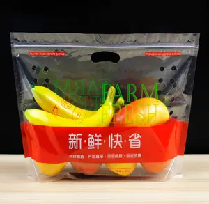 Imballaggio di verdure fresche antiappannamento perforato sacchetto di verdure sacchetto di imballaggio di frutta sacchetto di mylar con chiusura lampo stampato personalizzato