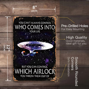 UFO Metal Wall Sign <strong>Vintage</strong> Sci Fi Art Decor Alien Abduction <strong>Poster</strong> for Home Living Room Bedroom Space Theme Decoration - Product Image 5