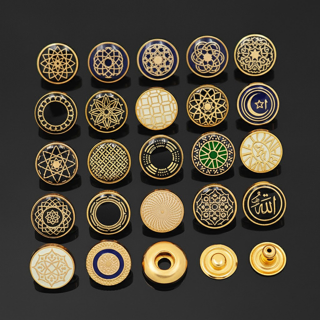 APEX Button Factory Muslim Clothing Shirt Thobe 12mm Logo Custom Button Luxury Fancy Zamak Metal Enamel Snap Button for Clothes