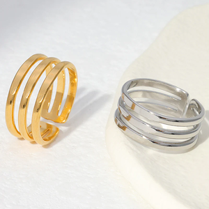 แหวนแฟชั่นทรงเรขาคณิตของผู้หญิงทันสมัยเครื่องประดับสแตนเลสชุบทองที่ทันสมัย - Product Image 5