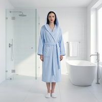 Peignoir de luxe élégant pour femme, 100 % coton blanc gaufré, design hôtelier, à capuche, séchage rapide, respirant