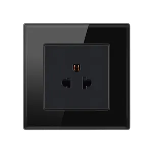 FIKO 86型黑色钢化玻璃面板美国/泰国15A墙壁插座美国标准，带USB + c型