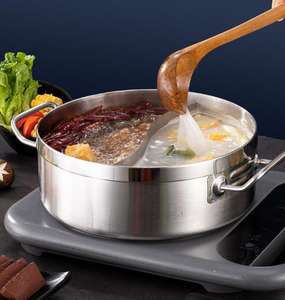 Ollas de cocina de inducción de sopa caliente de acero inoxidable de doble fondo de <span class=keywords><strong>gran</strong></span> <span class=keywords><strong>capacidad</strong></span> con 3 compartimentos con cubierta de acero - Product Image 3