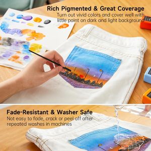 Fabric <strong>Paint</strong> 30 Colors Fabric Color <strong>Paint</strong> <strong>in</strong> <strong>Bottles</strong> (60ml/2oz) with Brushes Palette Stencils Non-Toxic Fabric <strong>Paint</strong> for Clothes - Product Image 3