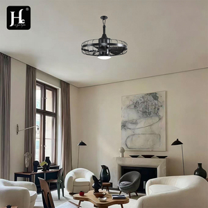 20 inch cage style <b>ceiling</b> fan, modern intelligent indoor and outdoor <b>ceiling</b> fan, with <b>lights</b> and <b>remote</b> <b>control</b> - Product Image 6