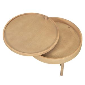 Mesa de centro nórdica de lujo para apartamento pequeño, mesa de centro multifuncional con almacenamiento giratorio, de madera maciza pequeña - Product Image 5