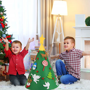 ของตกแต่งต้นคริสต์มาส 3 มิติ ทำเองจากผ้าสักหลาดโพลีเอสเตอร์ ปฏิทินนับถอยหลังวันคริสต์มาส ของตกแต่งประตู ต้นคริสต์มาส - Product Image 1