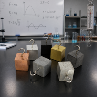 Ensemble de blocs de densité Hooked avec cubes en fer, aluminium, cuivre, laiton, zinc, plomb et étain pour expériences en laboratoire de physique et éducation STEM