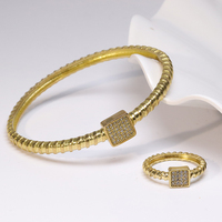 Fort — Bracelet de luxe en laiton Zircon, pour femmes et hommes, bijoux, ensemble bagues