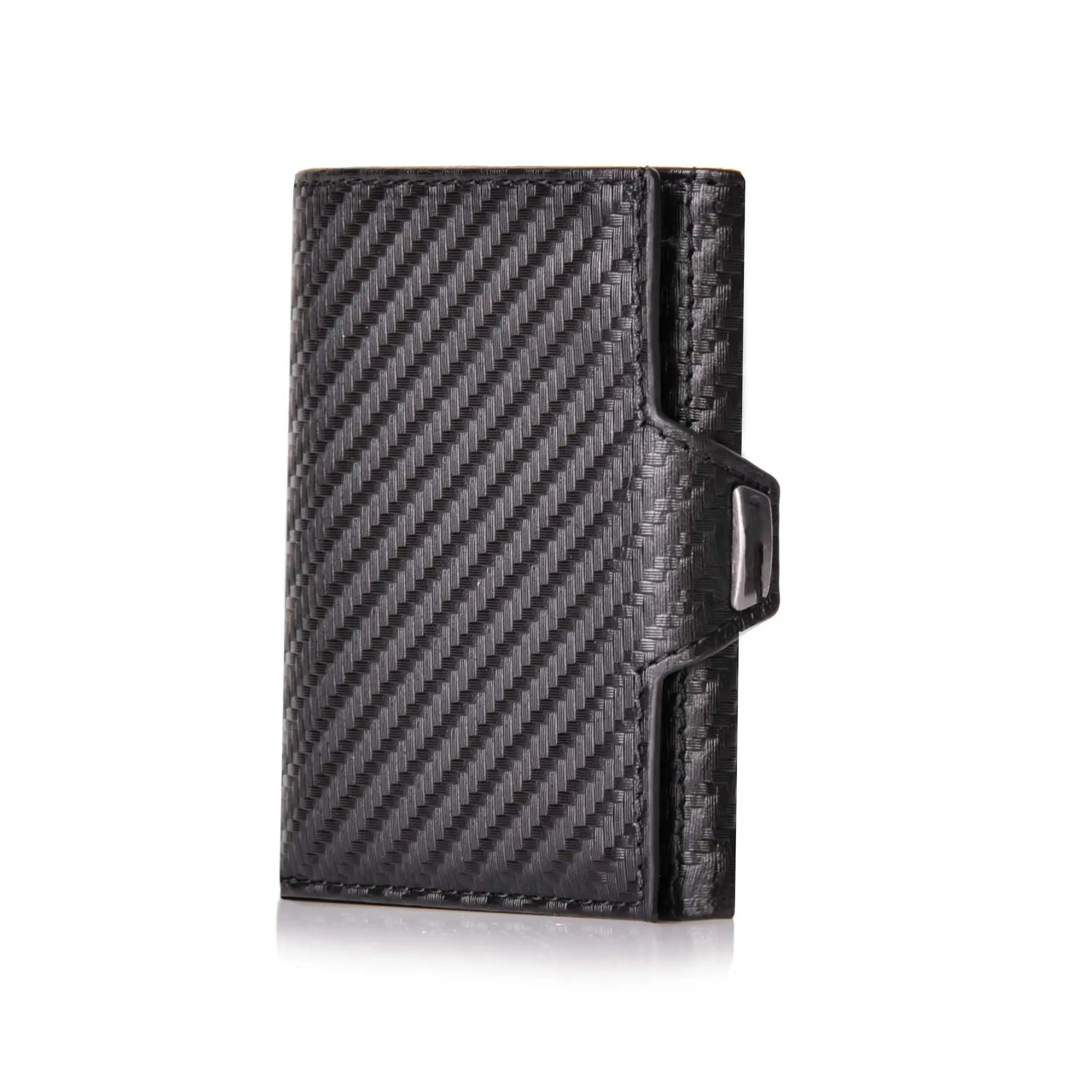 New RFID Three fold Wallet Men's Genuine Leather Carbon Fiber Wallet Men's Card Bag Wholesale card holder wallet for men