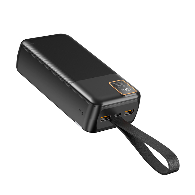 New Custom Cost-effective Portable Power Bank Large Capacity 30000mAh Max PD 22.5W Fast Charging Power Bank Built in Lanyard