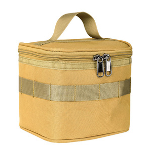 Khaki Oxford Cloth Tote Bag Portable Outdoor Storage For Camping Picnic Condiments And Oil Bottles Foldable Design - Product Image 5