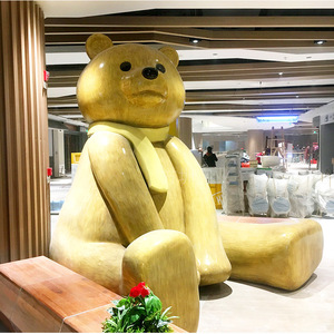Escultura de Resina de Oso Sentado Grande, Figura Animal Contemporánea, Decoración Artística para Piso - Product Image 2