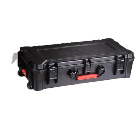 IP67 long plastic equipment case plastic Carrying Case With Handle waterproof tool box shockproof wheeled case with foam