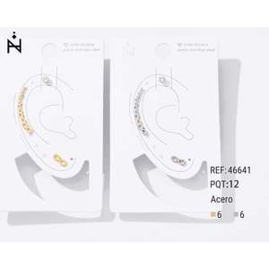 Orecchini a Perno K Fashion in Acciaio Inossidabile con Zirconia Cubica 6mm Placcati Oro Unisex Regalo di Tendenza - Product Image 1