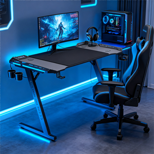 Hollow <span class=keywords><strong>z</strong></span>-shaped Led chân chơi game Bàn bọc thép RGB máy tính PC máy tính xách tay bàn chơi Game Bảng với tai nghe hooker và cup chủ - Product Image 3