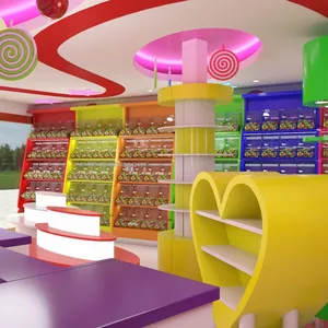 Op Maat Gemaakte Snackwinkel Ontwerp Snoepwinkel Meubelsnoepwinkel Interieur Sweet Shop Meubels