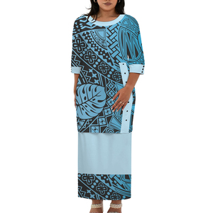 <span class=keywords><strong>Abbigliamento</strong></span> tribale Samoan Puletasi polinesiano <span class=keywords><strong>stampa</strong></span> da donna abito in poliestere lungo fino al pavimento in stile isolano - Product Image 1