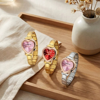 Montre à breloques italienne en forme de cœur pour femme, cadran en strass, montre-bracelet à quartz, bracelet en acier inoxydable, module italien