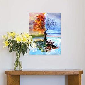 Impresión en Lienzo Cuatro Estaciones Árbol <span class=keywords><strong>de</strong></span> <span class=keywords><strong>la</strong></span> <span class=keywords><strong>Vida</strong></span>, Cuadro Decorativo <span class=keywords><strong>de</strong></span> Playa y Corazón para Pared, Decoración del Hogar - Product Image 2