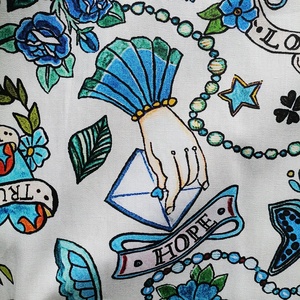 Nouveau tissu popeline 100% coton tissé à imprimé floral tatoué, respirant, pour robes, jupes, chemisiers, sacs artisanaux, housses de coussin pour garçons - Product Image 4