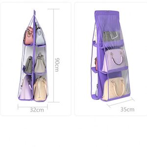 The Best Hanging Purse Organizer Handbag Organizer Homewares Nonwoven 6 Pockets Hanging Closet Storage Bag for Closet - Product Image 4