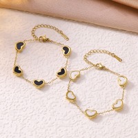Gelang Baja Anti Karat Lapis Emas Zirkon Bentuk Hati Trendi Terlaris untuk Wanita