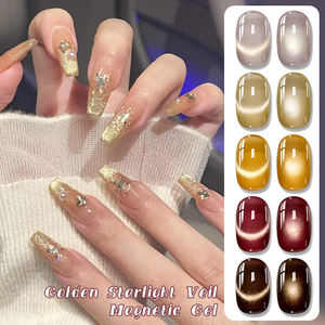 MTSSII 7ml Gel semi-permanent Flash à faire tremper pour salon de manucure, Gel magnétique effet voile doré Starlight, Gel pour ongles œil de chat - Product Image 1