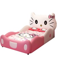 Lit pour enfants au design moderne 2026, rembourré en cuir souple, avec barrière de sécurité française