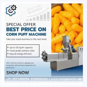Máquina Extrusora de Vegetales de Bajo Precio SN Engineering Works, Máquina para Hacer Palomitas de Maíz Dulce, Comercial, de Acero Inoxidable, Automática, 120 kg/h - Product Image 2