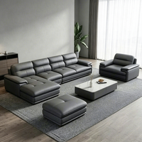 Italienisches Minimalistisches Echtleder-Sofa-Set Modernes und Schlichtes Wohnzimmer Neuer Stil Ledermöbel-Set Queen-Size-Sofa