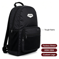 Sac à dos d'école primaire personnalisable avec logo, en tissu Oxford noir, unisexe, durable, résistant à l'eau, fermeture éclair, sangle rétractable, pour étudiant