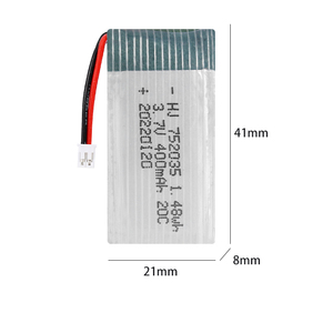 충전식 3.7V 400mAh 20C 리튬 폴리머 셀 배터리 팩 752035 고출력 RC 드론 및 비행기 장난감용 - Product Image 6