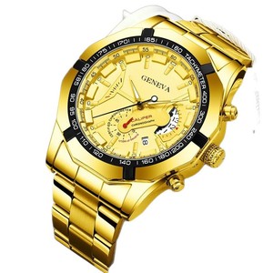 Reloj de cuarzo de acero inoxidable para hombre, esfera redonda, correa de acero inoxidable, reloj multifuncional, indicador de fecha - Product Image 1