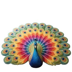 Tapis en velours cristal en forme de paon, effet visuel 3D, tapis décoratif à imprimé animalier pour la maison, le salon, le canapé, la table basse - Product Image 4