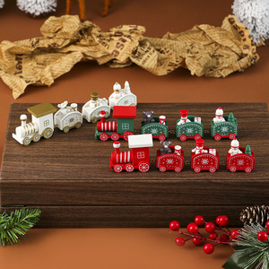 Decoraciones navideñas, cajas de madera de colores, figuritas de trenes en miniatura, escaparates navideños, regalos de Navidad, Navidad - Product Image 3